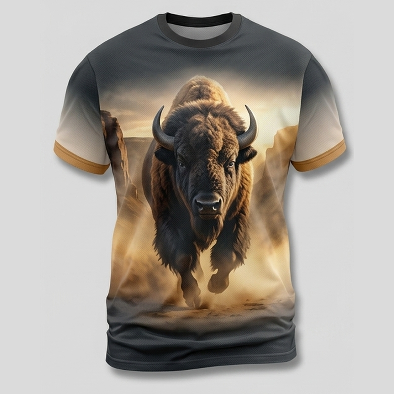 Iron Bison Unstoppable Charge Wilderness Motivational Aop T-Shirt