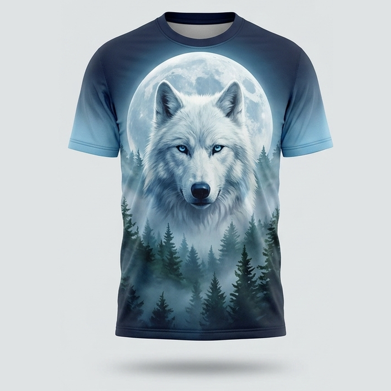 Wilderness Alpha Wolf Lunar Crest Motivational Aop T-Shirt