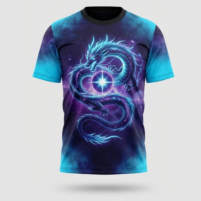 Cosmic Dragon Galactic Power Motivational Aop T-Shirt