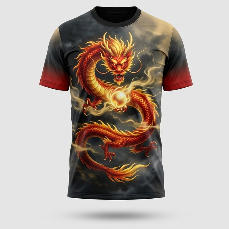 Oriental Dragon Inner Power Honor Motivational Aop T-Shirt