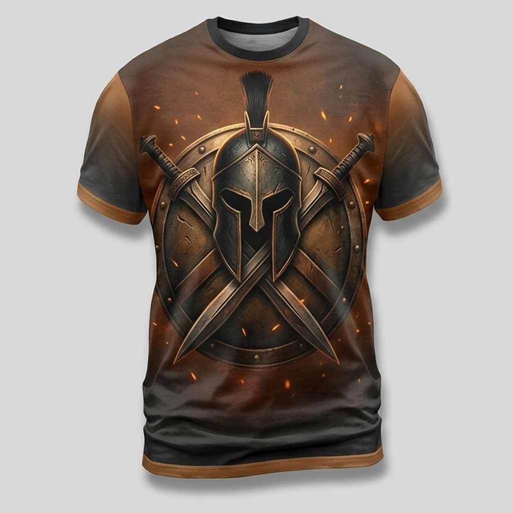 Iron Spartan Shield Honor Glory Motivational Aop T-Shirt