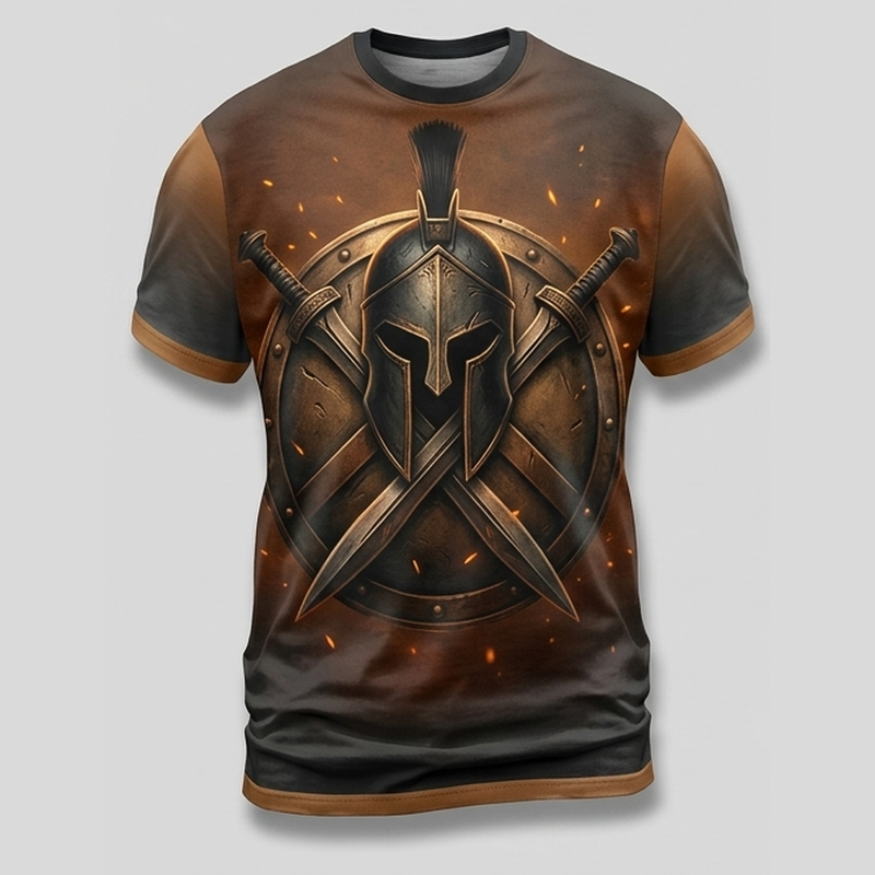 Iron Spartan Shield Honor Glory Motivational Aop T-Shirt