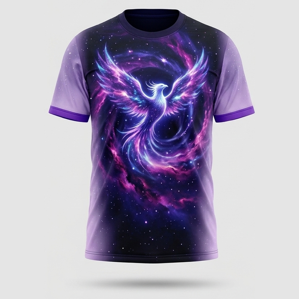 Cosmic Phoenix Celestial Flame Motivational Aop T-Shirt