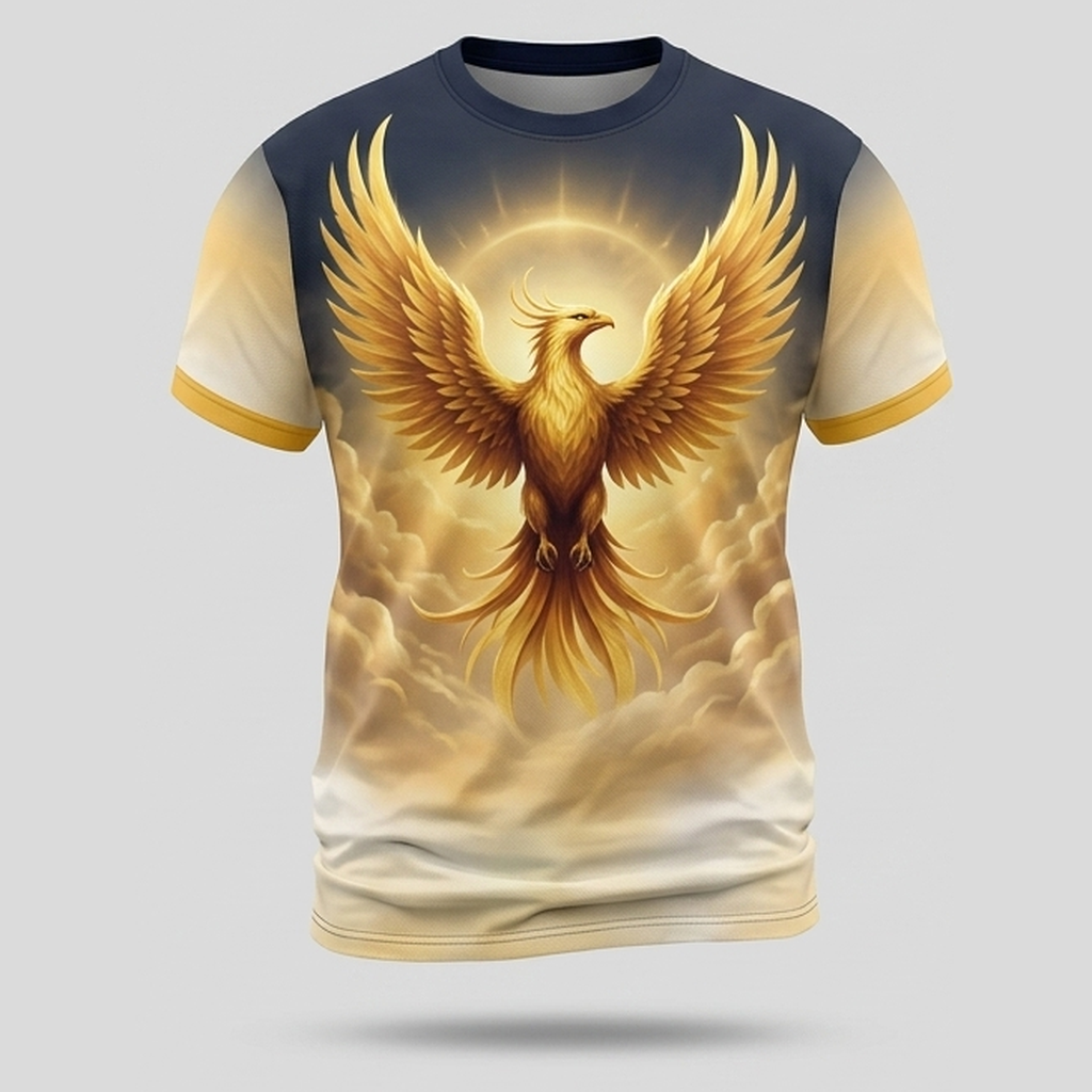 Golden Phoenix Wings Soar Beyond Limits Motivational Aop T-Shirt