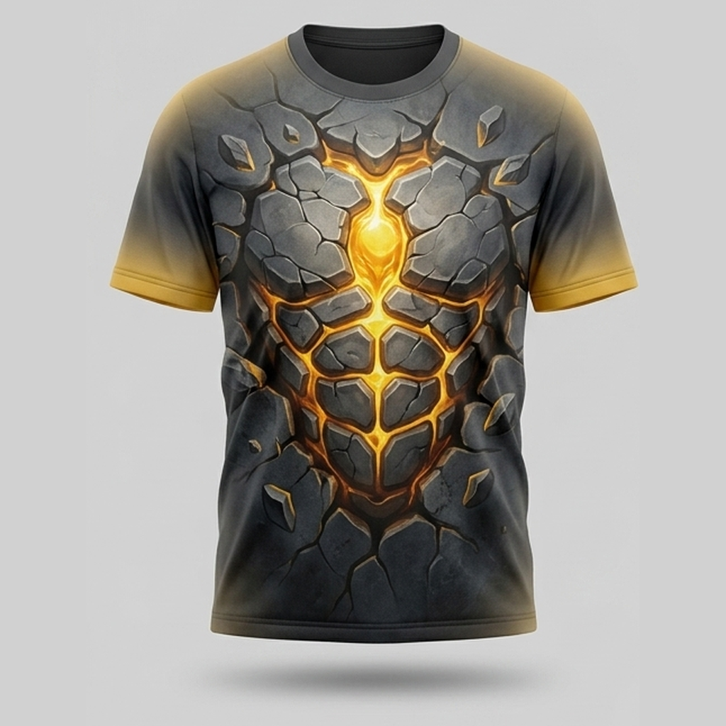 Cracked Stone Golden Core Inner Titan Motivational Aop T-Shirt